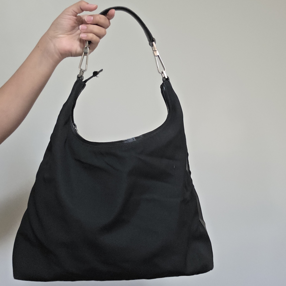 Authentic Gucci Nylon Leather Black Elegant Women's Handbag
